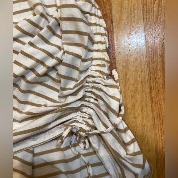 Tan and white striped women’s cotton dress - Picture 4 of 4
